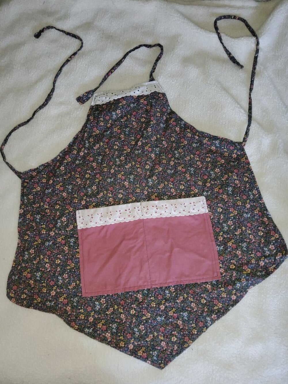 Handmade "Made With Love By Mom" Vintage Floral Apron, Cottagecore Calico Cookin